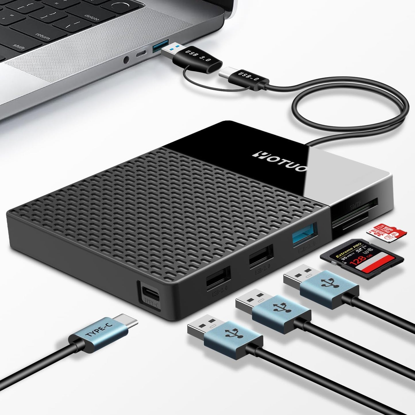 1TB Docking Station External Hard Drive, USB C Multiport Hub HDD 7-in-1, USB 3.0, SD/TF Card Reader, Multi-Function HDD for Windows, Mac, Android, TV, Phone, Laptop, Desktop, PC