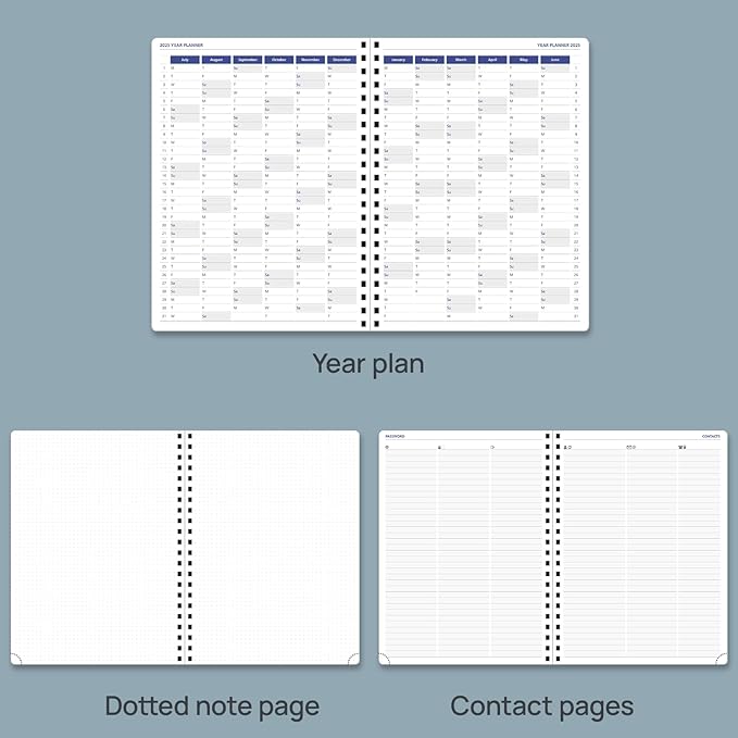 POPRUN 2025 Monthly Calendar Spiral Bound with Monthly Tabs 8.5" x 11", Large Writing Space Monthly Planner with PU Leather Soft Cover, Dual Pockets, Sunday Start - Soft Pink