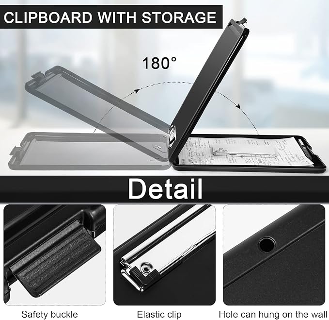 Geyee 24 Pcs Clipboards with Storage Letter Size Foldable Nursing Clipboard Storage with Pen Holder Plastic Storage Clip Board with Low Profile Clip for Student Teacher Nurse Office 9.4 x 13.4 Inch