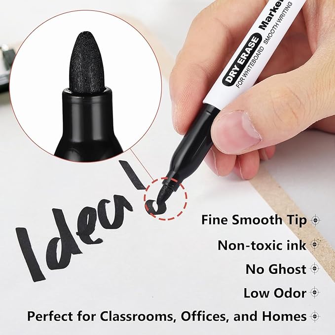SFAIH Fine Tip Dry Erase Markers - 24 Pack Green Whiteboard Erasable Markers Bulk for Kids Adults, Ideal for Classroom School Office Home Use on White Board, Non-Toxic Easy Clean