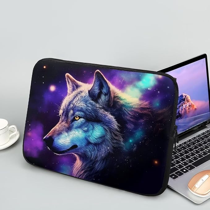 Wolf Printed Laptop Briefcase for Women Men, Waterproof Laptop Case Bag Laptop Case for 13 Inch, Lightweight Computer Carrying Cover with Zipper for Office Business Traveling
