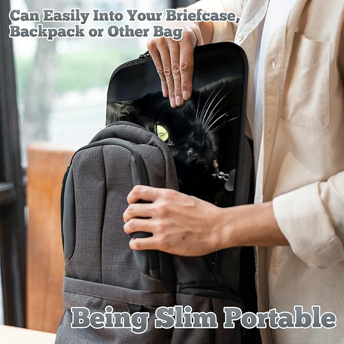 Universal Laptop Sleeve Tablet Case 12 inch, Black Cat Slim Carrying Case Durable Handbag Travel Laptop Bag for Surface Pro 9 8 7/Laptop Go 2 3, MacBook Air 11/12