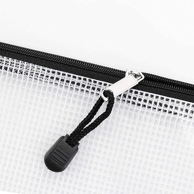 Oaimyy-B8, Mesh Zipper Pouch Document Folders Bag Plastic Zip File Folders for School Office Supplies, Travel, Puzzle Bags,Organizing Storage-Black,6 Pcs