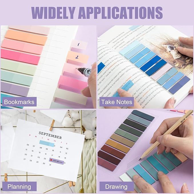 ZTML MS 4000 Pcs Morandi Sticky Tabs, 20 Sheets Book Tabs for Annotating Books, Page Flags Annotation Tabs, Page Markers, Colorful Book Annotating Tabs, Sticky Flags, Transparent Sticky Note Tabs