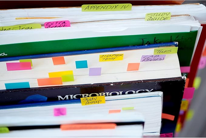 Post-it Page Markers, Assorted Colors, 1 in x 3 in, 50 Sheets/Pad, 4 Pads/Pack (671-4AU)