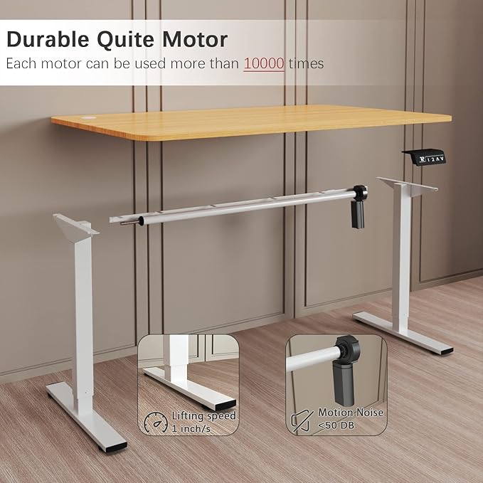 Furmax Electric Height Adjustable Standing Desk Large 40 x 24 Inches Sit Stand up Desk Home Office Computer Desk Memory Preset with T-Shaped Metal Bracket, Wood