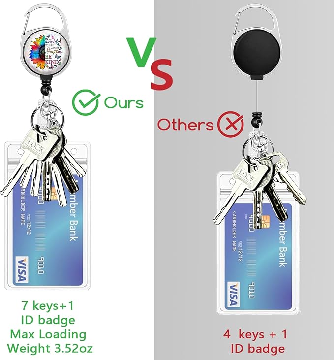 Lanyards for Id Badges, Positive Inspiration Be Kind Sunflower Badge Holder with Retractable Reel Clip, Work Name Tag Keychain Lanyard Vertical ID Card Protector for Women Nurse Doctor Teacher