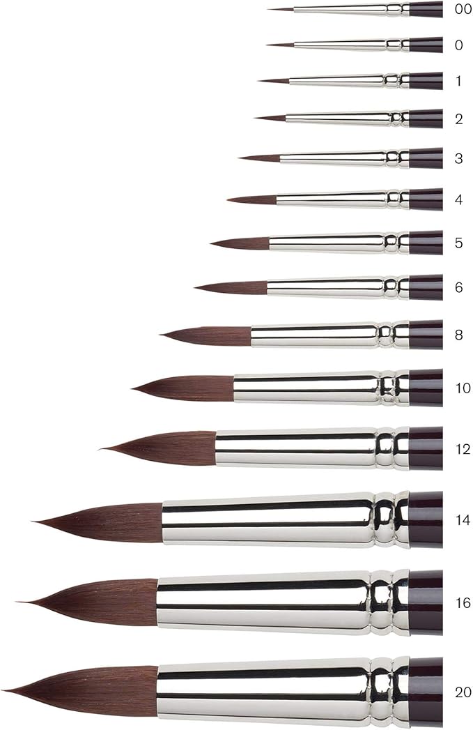 Winsor & Newton Galeria Round Short Handle Brush, Size 3, Silver