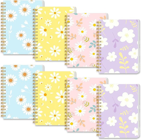 Koogel 8PCS Spiral Notebook Journals, A6 Hardcover Journal Notebooks, 80 Sheets/160 Pages Wirebound Diary Planner for School Office Home Gifts
