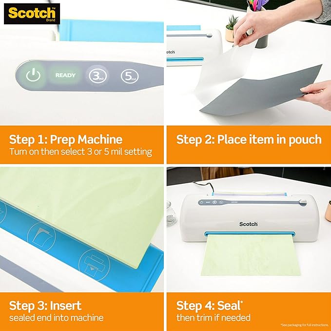Scotch Thermal Laminating Pouches, 50 Count, Clear, 3 mil., Laminate Homemade Ornaments, Christmas Banners and Gift Tags, Ideal Holiday Supplies, Fits Letter Sized (8.9 in. × 11.4 in.) Paper