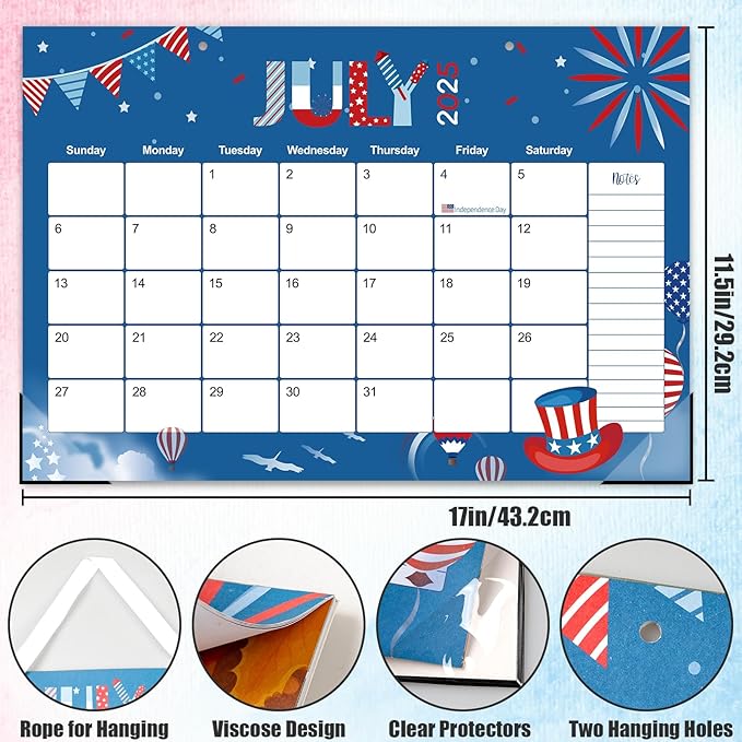 GuassLee Desk Calendar 2025, Monthly Calendar 2025, 18-Month School Year Calendar, 2025 Jan - 2026 Jun, 17"x11.5" Large Desk Planner with Corner Protectors, Ample Blocks ＆ Notes for Home Office