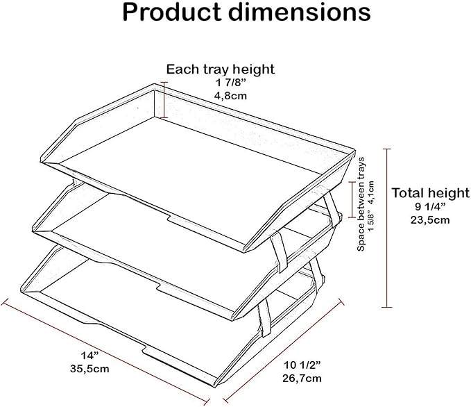 Acrimet 3 Tier Side Load Letter Tray Facility, Desktop File Organizer, A4 Letter Size Paper Organizer, Minimalist Storage Solution Paper Tray for Office, Home, Classroom (Plastic, Clear Smoke Color)