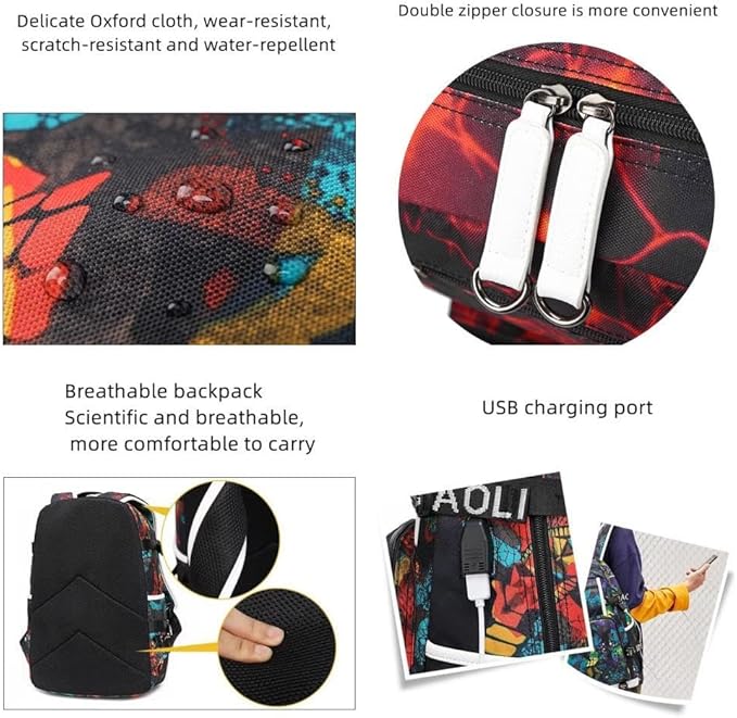 Soccer Superstar M-essi-10 Multifunctional Laptop Backpack Teenage Travel Backpack Fans Schoolbag (C)