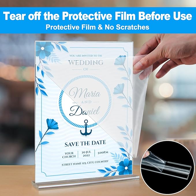 EHWINE 3 Pack Acrylic Sign Holder 8.5 x 11, Double-Sided Stand up Table Top Sign Holders, Clear Acrylic Picture Frame Menu Flyer Paper Holder Display Stand for Office Business Store Wedding Party