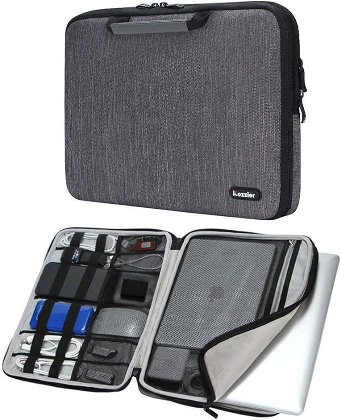 iCozzier 14 Inch Handle Laptop Briefcase Electronic Accessories Organizer Messenger Carrying Case Sleeve Protective Bag for 13.5-14.1 inch Laptop/Notebook/Ultrabook - Grey