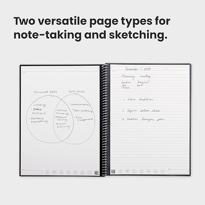 Rocketbook Fusion Reusable Undated Productivity Planner, Letter Size 8.5x11, Maroon - Goals, Monthly and Weekly Calendar, Daily To-do List, Lined and Dotted Notes Pages (Pack of 32)