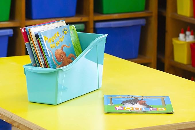 Storex Large Book Bin, 14.3 x 5.3 x 7 Inches, Yellow, Case of 6 (71119U06C)