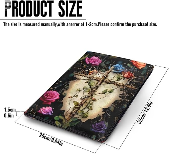Cross Rose PU Leather Padfolio Clipboard Clip Business Resume Portfolio A4 Folder Interview Legal Document Organizer Business Card Holder Letter