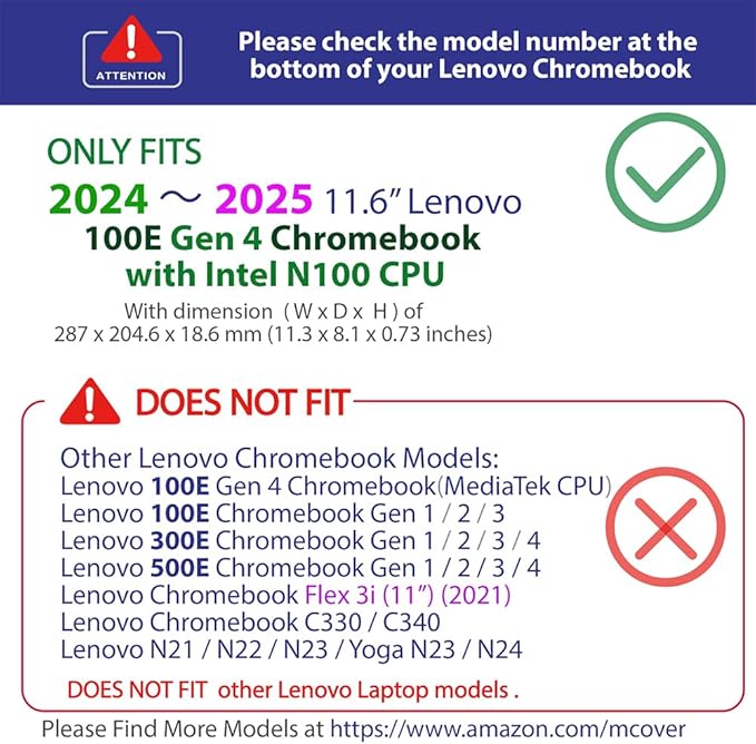 mCover Hard Case ONLY Compatible for 2024~2025 11.6" Lenovo 100E Chromebook Gen 4 (with Intel CPU and Model# 83G*) Laptop Computer (NOT Fitting Any Other Lenovo Models) - Orange