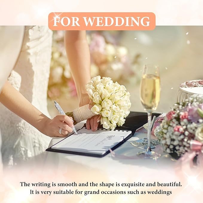 20Pcs Rhinestone Metal Ballpoint Pens Bling Pens Bulk Fancy Sparkly Crystal Diamond Pens Press Retractable Black Ink 0.7mm For Women Office Meeting Birthday Supplies Wedding Gifts