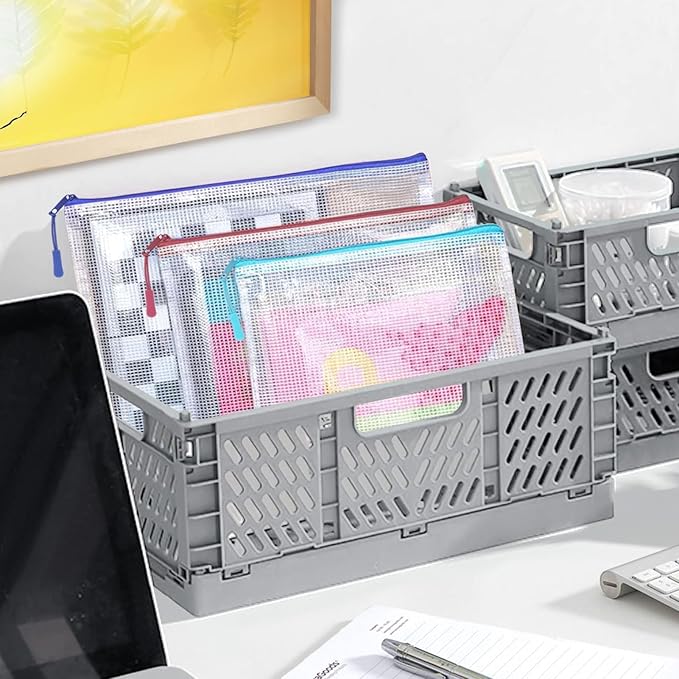 12pcs Mesh Zipper Pouch Bags,Puzzle Bag for Organizing, 12 Color 8 Size Classroom Must Have Storage Bag, Bags for School, Board Games and Office Supplies