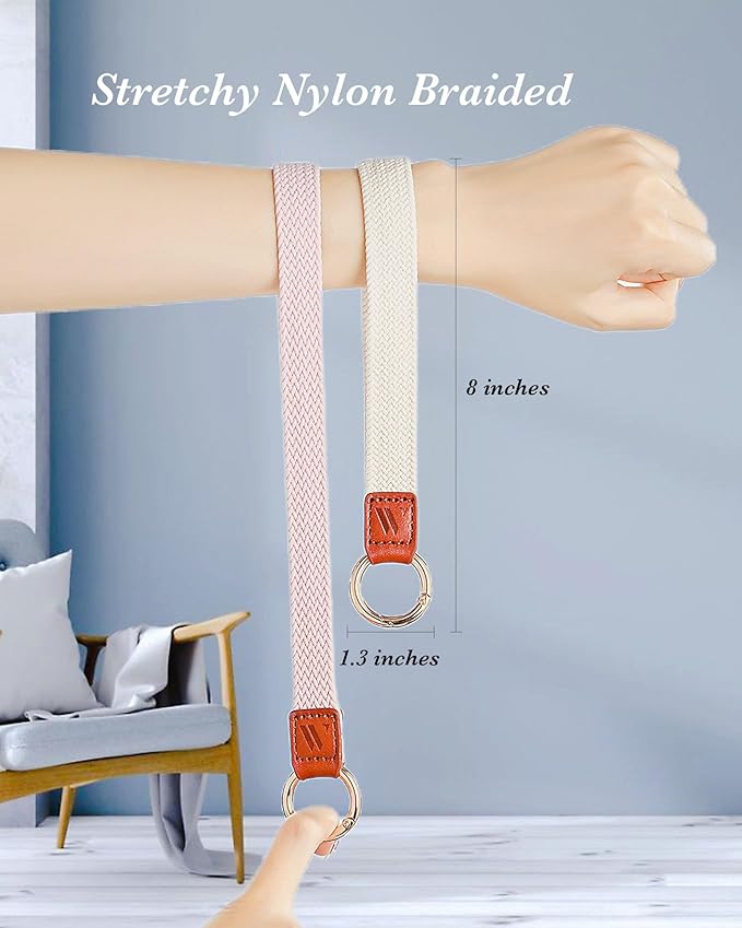 Wristlet Keychain for Women Stretchy Wrist Keychain Lanyard for Phone Case Wallet Id Card Badges (Candy)
