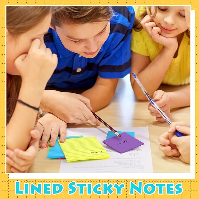 Yexiya 64 Pcs Lined Sticky Notes Self Stick Notes with Lines Bright Assorted Colors Sticky Notes for Home Office Products Post Memos, 1920 Sheets(4 x 6 Inch, 3 x 3 Inch,Stylish Color)