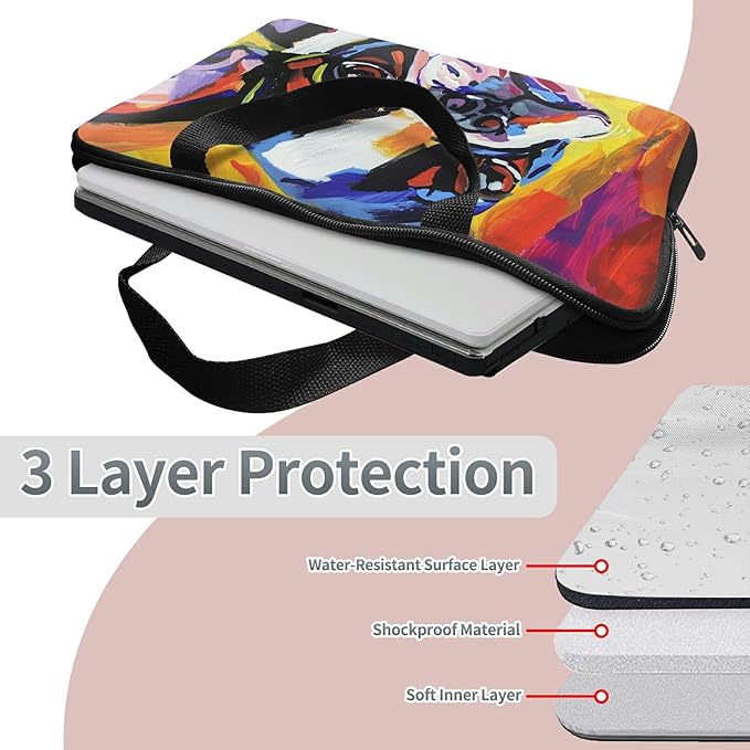 Laptop Sleeve Case Bag 13 inch, Watercolor Dog Slim Carrying Case Durable Handbag Travel Laptop Bag for 13 inch MacBook Air M3/M2/Pro M2/ 13" iPad Pro/Air M4/M2 2024