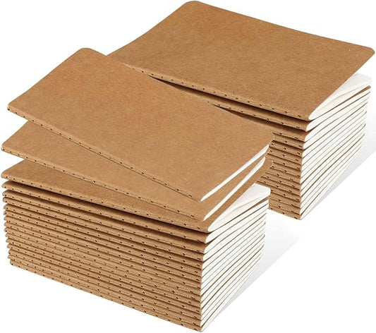 32PCS Mini Notebooks Bulk, 3.5" x 5.5", Brown, 60 Pages Lined Paper Small Pocket Notebook Set, Mini Journal Memo Notepads for Kids, Students, Traveler, School Office Supplies