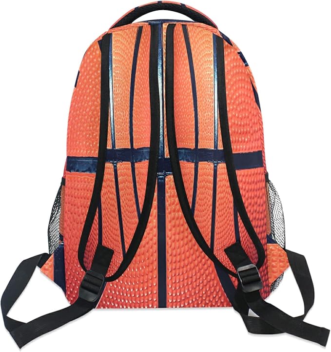 Sports Ball Basketball Texture Theme School Backpack for Teens Girls Kids Boys, Women Men Adult 15 in Laptop Backpack Casual Elementary Student College Bookbag Travel Hiking Camping Daypack
