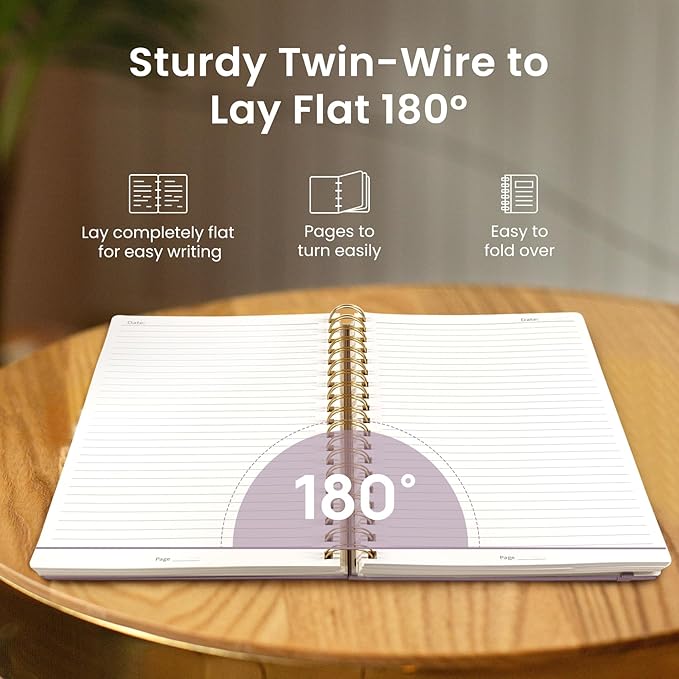 Lined Spiral Notebook Journal for Work, 300 Pages Thick B5 (7.1"x10") College Ruled Journal for Women & Writing, Hardcover Notebook for Note Taking, Perfect for Office Home School Supplies, Purple