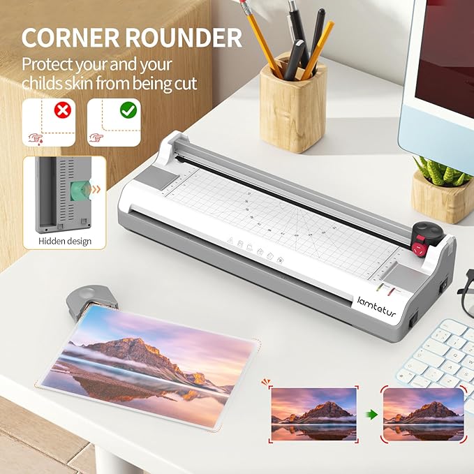Thermal Laminator Machine 11X17 with 20pcs Letter Size Laminating Sheets,13inch Laminater for A3/A4/A6, Hot&Cold Lamination Machine for Office Home School Teacher Use,Paper Cutter, Corner Rounder