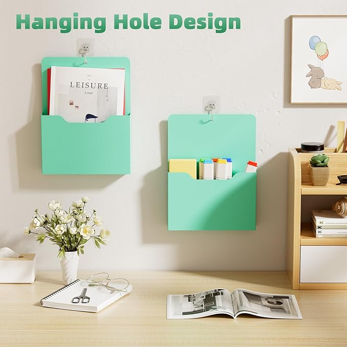 Magnetic File Holder - Magnetic Paper Holder, Pocket Organizer Office Supplies Storage Mail Organizer for Notebooks,Planners,Letter (1 Pack)