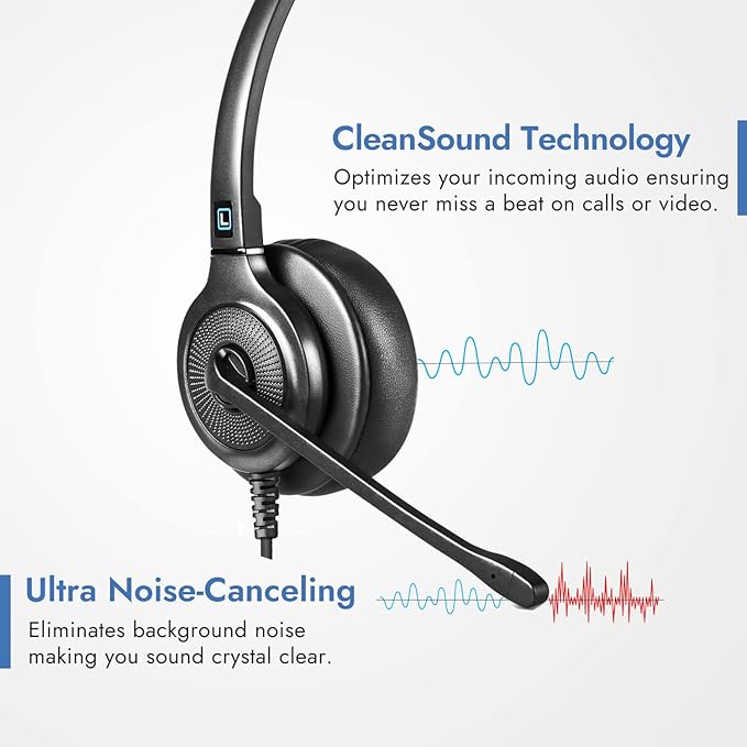 Leitner LH255XL – Headsets for Call Centers – Works with All VoIP Phone Systems – Comfortable for All Day Wear – USB-A