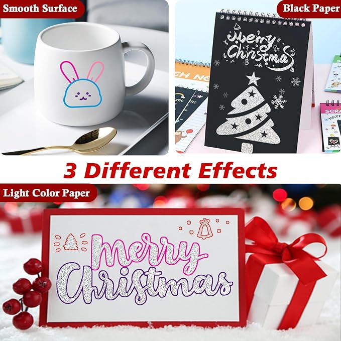 Shimmer Markers Doodle Outline Pens - Stocking Stuffers Kids Teen Tween Girls Ages 4 8 10 12 Year Old Gift Present 24 Colors Metallic Glitter Double Line Sparkle Set Art Craft Drawing Supplies Stuff