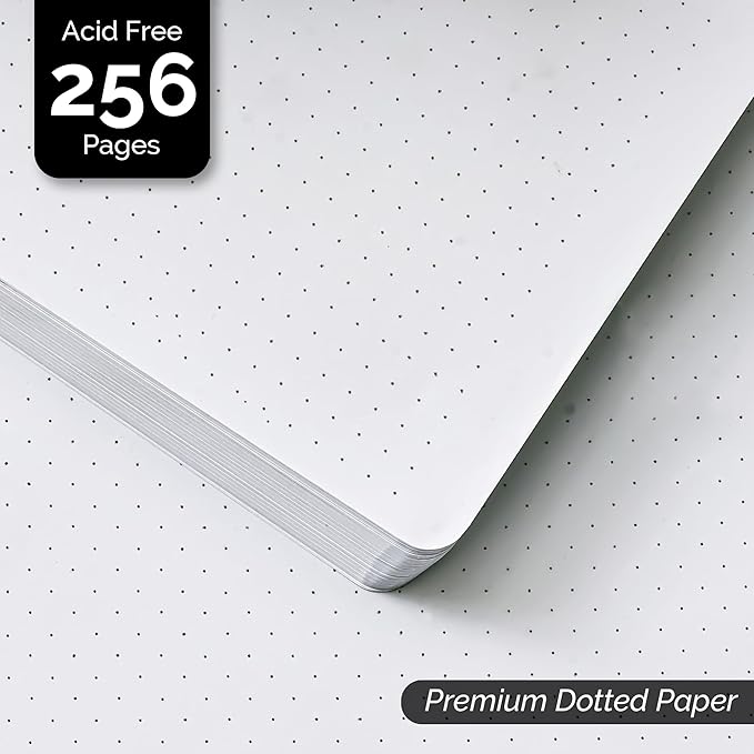 Nextnoid Hardcover Dotted Notebook Journal - 120 GSM Thick Paper, Medium A5(5.7" x 8.3"), 256 Pages - Perfect For Handwriting, Diagrams, Note-Taking and To-Do Lists (Dot, Brown)