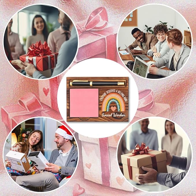 Social Worker Sticky Note Holder, Social Worker Appreciation Gifts, Thank You Gifts for Social Worker, Social Worker Office Decor Self-Stick Note Pad Holders YB382