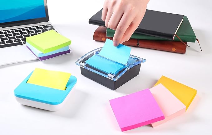 (24 Pads) Pop-up Sticky Notes 3x3 Inches, 8 Bright Colors Super Sticky Notes, Clean Removal, Recyclable, 84 Sheets/pad