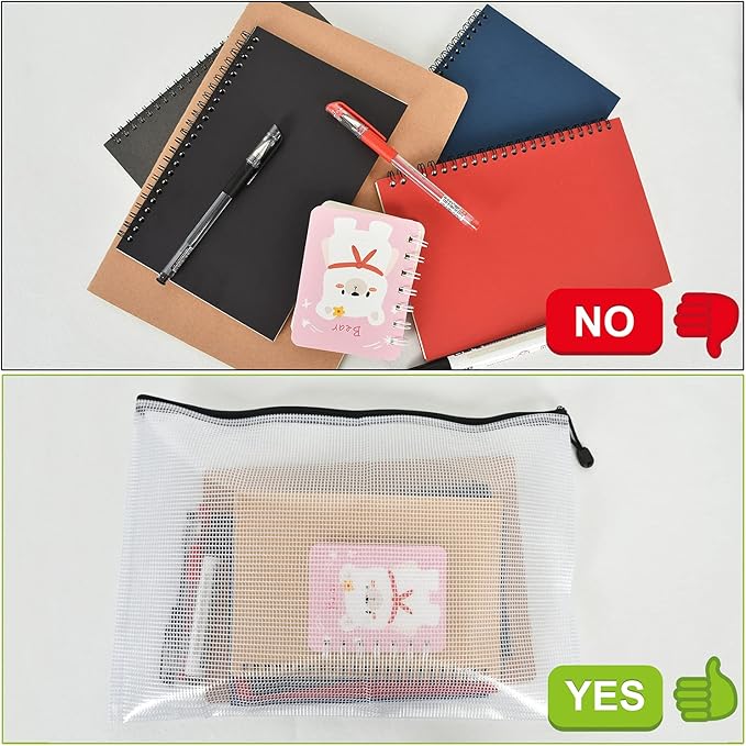 20 PCS B4-15.4×11Inch Plastic Mesh Zip File Bags, Waterproof Tear-Resistant Document File Folders, Zipper Documents Pouch Document Organizer Bags for School Office Home Travel Storage