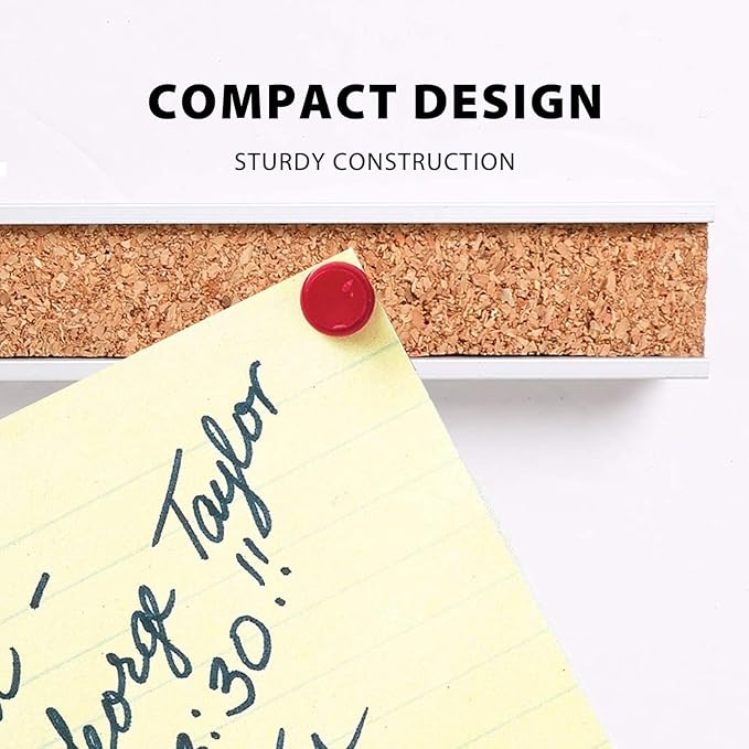 Corksidol Bulletin Bar Strip, Cork Board, Cork Strip, 24" x 1", Classroom, Office, Walls, Cubicle, Aluminum Frame, 1 Pack, Silver
