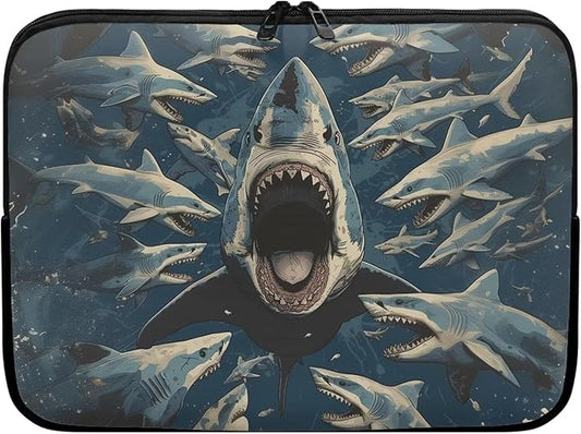 Shark Print Laptop Briefcases for Men Women, Lightweight Laptop Sleeve Case Water Resistant Neoprene Computer Carrying Cover 12 Inch Laptop Carrying Bag