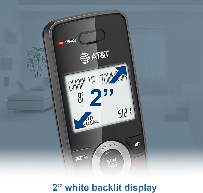 AT&T GL2101-4 DECT 6.0 4-Handset Cordless Home Phone with Call Block, Caller ID, Full-Duplex Handset Speakerphone, 2" White Backlit Display, Lighted Keypad (Graphite & Black)