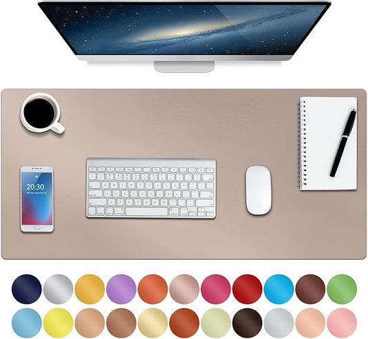 Boutilon Leather Desk Pad 30" x14",Non-Slip Mouse Pad,Office Desk Mat,Waterprooft PU Leather Desk Blotter,Desk Pad Protector,Desk Writing Pad for Home Office Decor (M-Champagne)
