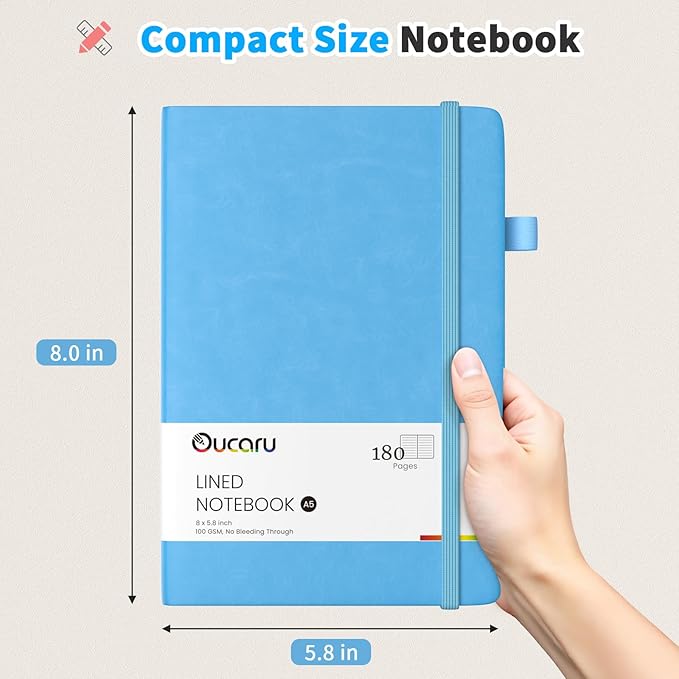 Lined Journal Notebook, 16 Pack, 180 Pages, A5 Journals for Writing, 100 GSM Thick Paper, Small Notebooks Daily Journal for Women Men Work, Business, School, Travel Supplies