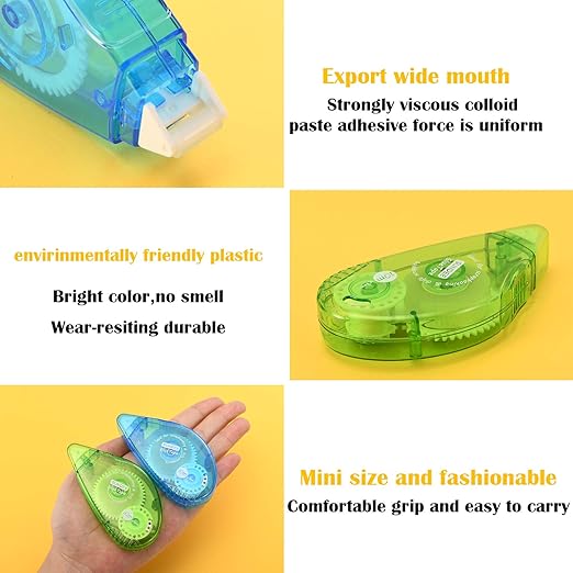 Glue Runner Permanent, Double Sided Adhesive Scrapbook Runner Tape Roller, 0.3-inch by 360-Inch, Permanent Adhesive Dots Roller Applicator, 12 Pack - Green