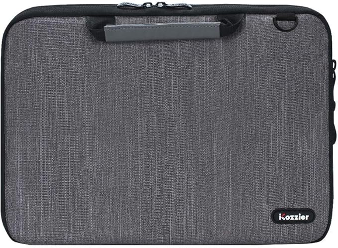 iCozzier 13-13.3 Inch Handle Laptop Briefcase Shoulder Bag Electronic Accessories Organizer Messenger Carrying Case with Shoulder&Luggage Strap - Grey