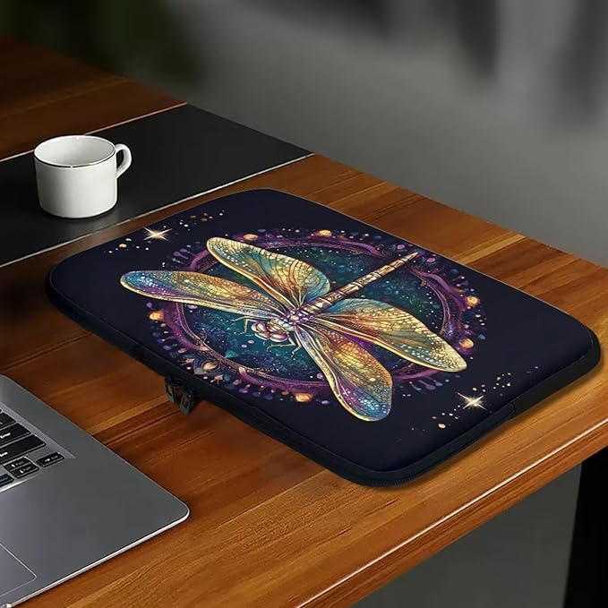 Dragonfly Printed Computer Bags for Laptops for Women, Large Capacity Computer Carrying Cover Laptop Briefcase, 15 Inch Water Resistant Laptop Case Portable Computer Case Bag