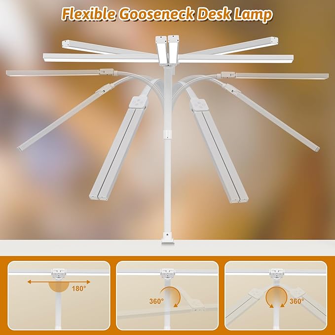 Double Head LED Desk Lamp with Remote Control Tall Desk Lamps for Home Office 24W Brightest Computer Desk Light Office Lamp for Workbench Drafting Architect Study Reading with Anti-Glare Cover