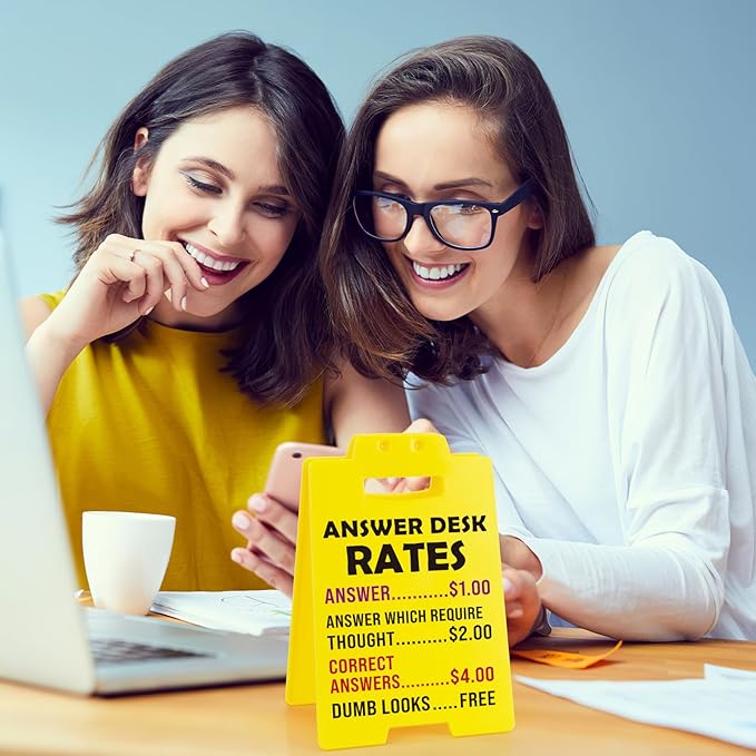 MBL Funny Team Office Gifts - Answer Desk Rates Funny Desk Sign, Gag Fun Gift for Coworker Teammate Employee Boss, Office Desk Sign Cubicle Decor for Birthday Christmas White Elephant Gifts