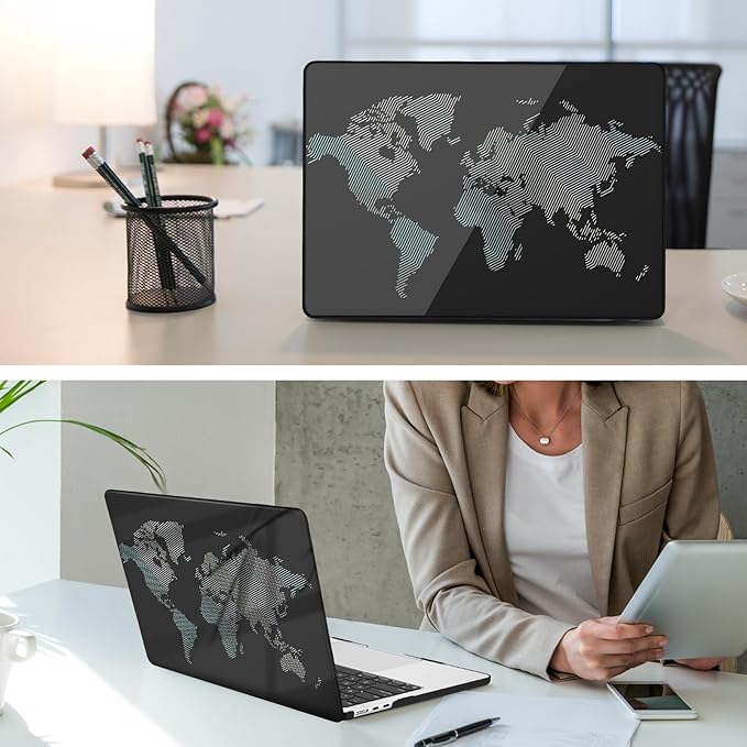 Fintie Case for MacBook Air 13.6 Inch A3113 A2681 (2022 2023 2024 Release) - Snap On Hard Shell Cover for MacBook Air 13.6" M2 M3 Chip with Liquid Retina Display and Touch ID (World Map)